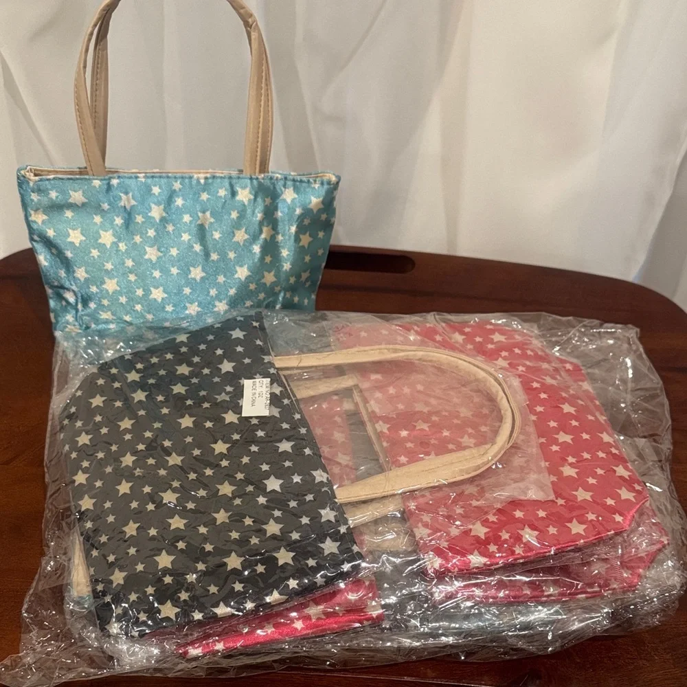 One Dozen New Charming kids' tote/bags with playful white stars